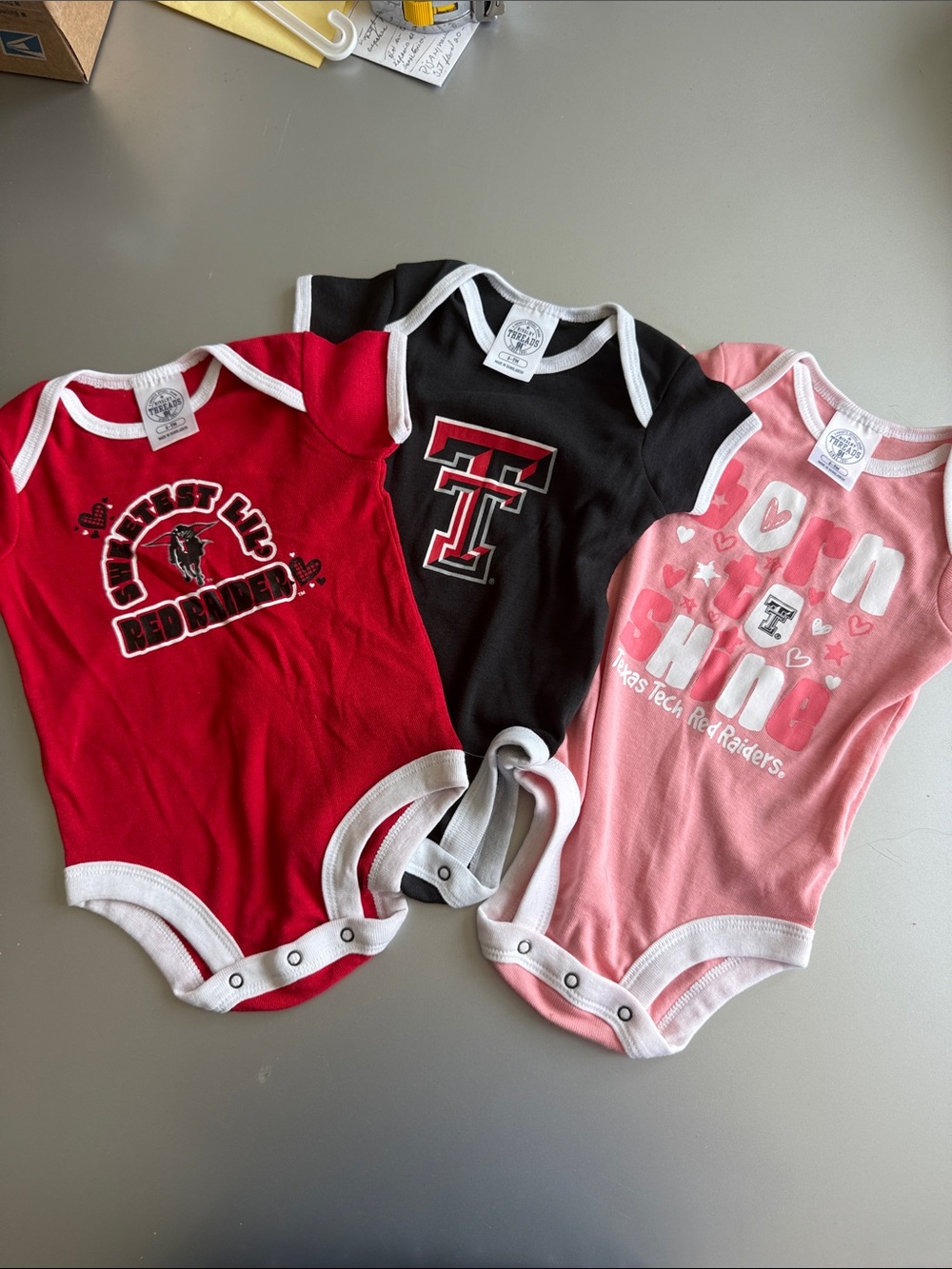Rivalry Threads Kids Pajama Onesies - Red, Black, Pink Texas Tech Raiders Set